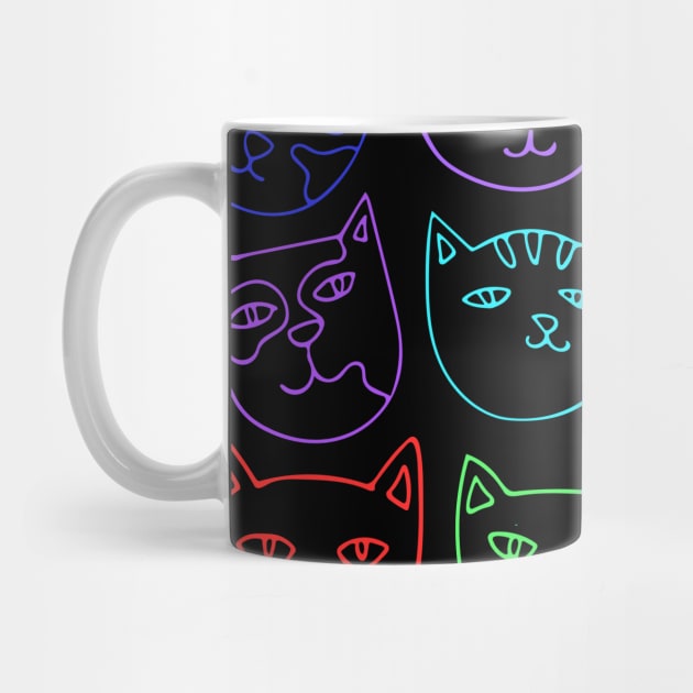 Neon kitty cats pattern by bubbsnugg